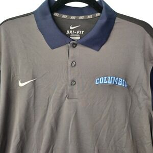 Nike Dri-FIT Columbia Polo Shirt Mens Large Grey Navy Blue Short Sleeve